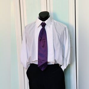 Amethyst Royal Dark Purple Eggplant Satin Tie Wedding Prom Tuxedo Pre Tied clip